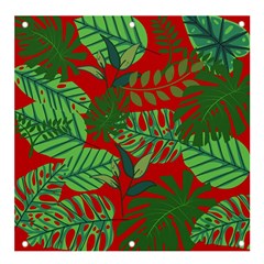 Leaves Pattern Red Green Nature Banner And Sign 4  X 4 