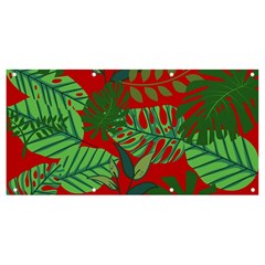 Leaves Pattern Red Green Nature Banner And Sign 8  X 4 