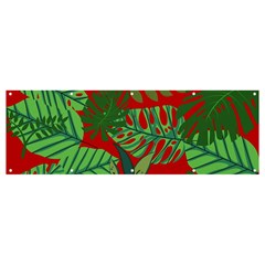 Leaves Pattern Red Green Nature Banner And Sign 12  X 4 