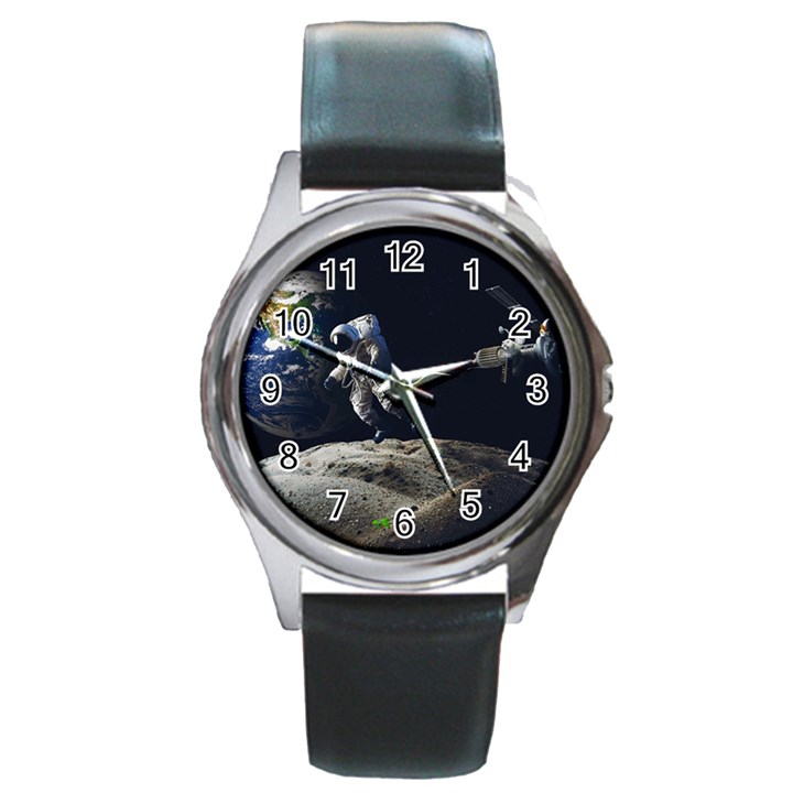 Planet Ball Shaped Universe Science Round Metal Watch