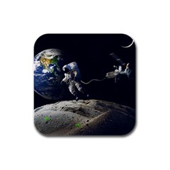 Planet Ball Shaped Universe Science Rubber Square Coaster (4 Pack) by Wegoenart