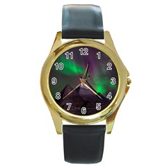 Fantasy Pyramid Mystic Space Round Gold Metal Watch