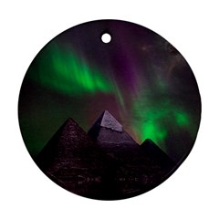 Fantasy Pyramid Mystic Space Round Ornament (two Sides) by Wegoenart