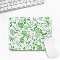 Paisley Floral Green Background Small Mousepad by Wegoenart