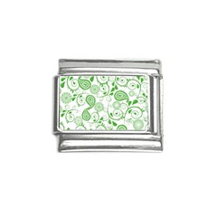 Paisley Floral Green Background Italian Charm (9mm)