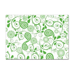 Paisley Floral Green Background Sticker A4 (10 Pack) by Wegoenart