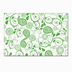 Paisley Floral Green Background Postcard 4 x 6  (pkg Of 10) by Wegoenart