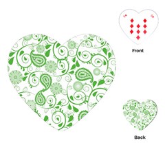 Paisley Floral Green Background Playing Cards Single Design (heart) by Wegoenart