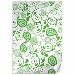 Paisley Floral Green Background Canvas 12  X 18  by Wegoenart