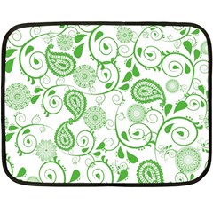 Paisley Floral Green Background Fleece Blanket (mini) by Wegoenart