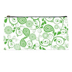 Paisley Floral Green Background Pencil Case by Wegoenart