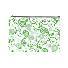 Paisley Floral Green Background Cosmetic Bag (large)