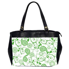 Paisley Floral Green Background Oversize Office Handbag (2 Sides) by Wegoenart