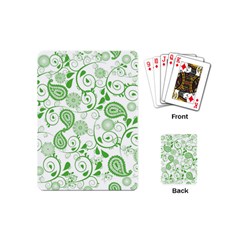 Paisley Floral Green Background Playing Cards Single Design (mini) by Wegoenart