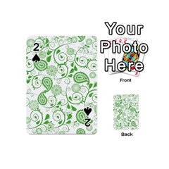 Paisley Floral Green Background Playing Cards 54 Designs (mini) by Wegoenart