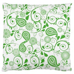 Paisley Floral Green Background Large Cushion Case (two Sides) by Wegoenart