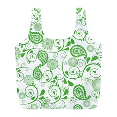 Paisley Floral Green Background Full Print Recycle Bag (l) by Wegoenart