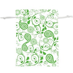 Paisley Floral Green Background  Lightweight Drawstring Pouch (xl) by Wegoenart