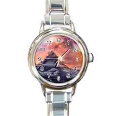 Mountain Cosmos Universe Nature Round Italian Charm Watch by Wegoenart