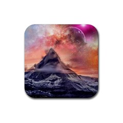 Mountain Cosmos Universe Nature Rubber Coaster (square) by Wegoenart