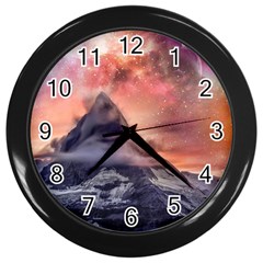 Mountain Cosmos Universe Nature Wall Clock (black) by Wegoenart