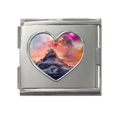 Mountain Cosmos Universe Nature Mega Link Heart Italian Charm (18mm) by Wegoenart