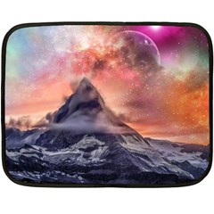 Mountain Cosmos Universe Nature Fleece Blanket (mini) by Wegoenart