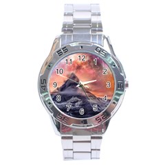 Mountain Cosmos Universe Nature Stainless Steel Analogue Watch by Wegoenart