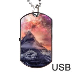 Mountain Cosmos Universe Nature Dog Tag Usb Flash (one Side) by Wegoenart