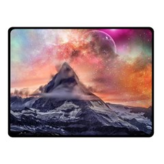 Mountain Cosmos Universe Nature Double Sided Fleece Blanket (small)  by Wegoenart