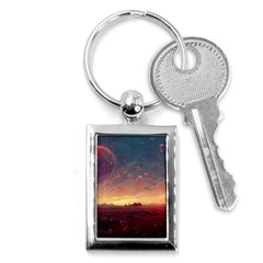 Fantasy World Red Bubbles Landscape Key Chain (rectangle) by Wegoenart