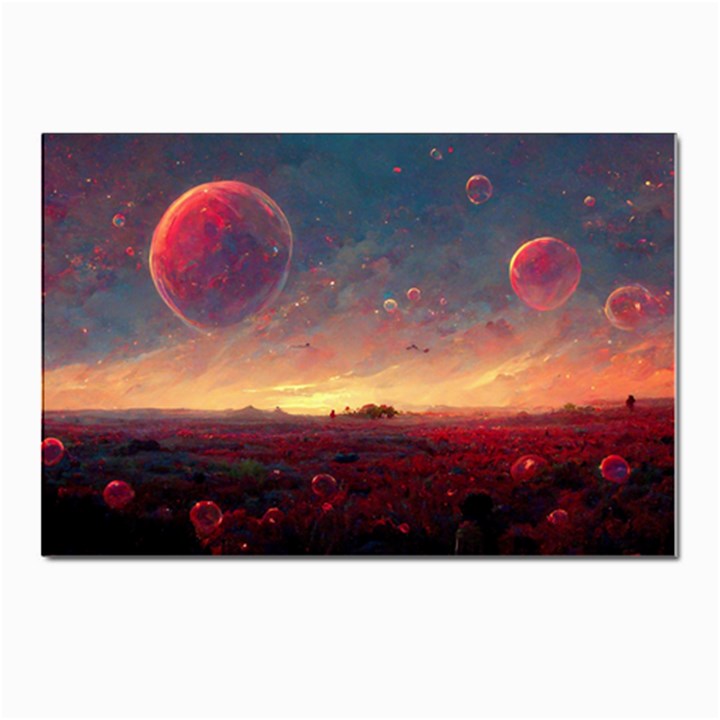 Fantasy World Red Bubbles Landscape Postcard 4 x 6  (Pkg of 10)