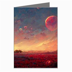 Fantasy World Red Bubbles Landscape Greeting Card