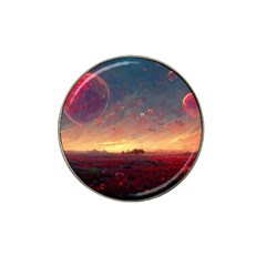 Fantasy World Red Bubbles Landscape Hat Clip Ball Marker by Wegoenart