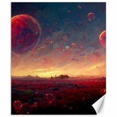 Fantasy World Red Bubbles Landscape Canvas 8  X 10  by Wegoenart