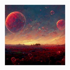 Fantasy World Red Bubbles Landscape Medium Glasses Cloth (2 Sides) by Wegoenart