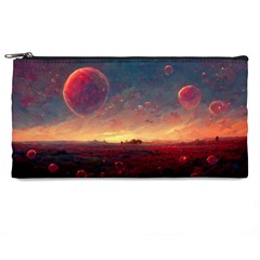 Fantasy World Red Bubbles Landscape Pencil Case by Wegoenart