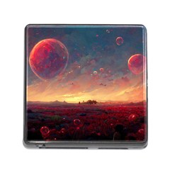 Fantasy World Red Bubbles Landscape Memory Card Reader (square 5 Slot) by Wegoenart