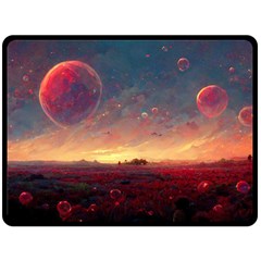 Fantasy World Red Bubbles Landscape Fleece Blanket (large)  by Wegoenart