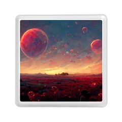 Fantasy World Red Bubbles Landscape Memory Card Reader (square) by Wegoenart