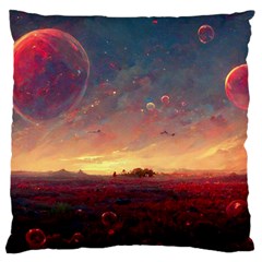 Fantasy World Red Bubbles Landscape Large Cushion Case (two Sides) by Wegoenart