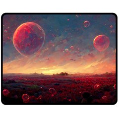 Fantasy World Red Bubbles Landscape Double Sided Fleece Blanket (medium)  by Wegoenart