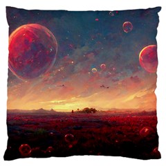 Fantasy World Red Bubbles Landscape Large Flano Cushion Case (one Side) by Wegoenart