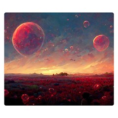 Fantasy World Red Bubbles Landscape Double Sided Flano Blanket (small)  by Wegoenart