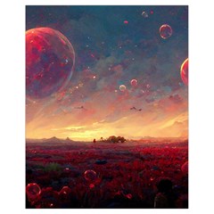 Fantasy World Red Bubbles Landscape Drawstring Bag (small) by Wegoenart