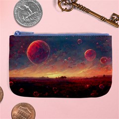 Fantasy World Red Bubbles Landscape Large Coin Purse by Wegoenart