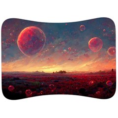 Fantasy World Red Bubbles Landscape Velour Seat Head Rest Cushion by Wegoenart