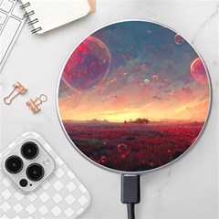 Fantasy World Red Bubbles Landscape Wireless Charger by Wegoenart