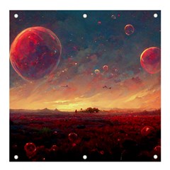 Fantasy World Red Bubbles Landscape Banner And Sign 4  X 4 