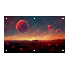 Fantasy World Red Bubbles Landscape Banner And Sign 5  X 3  by Wegoenart